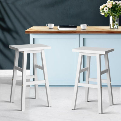 Artiss Bar Stools Kitchen Counter Stools Wooden Chairs White x2