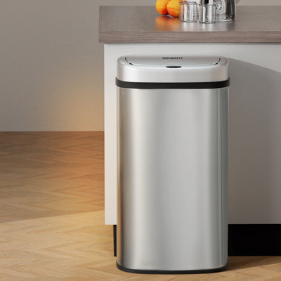 Devanti 60L Sensor Bin Motion Rubbish Automatic Silver