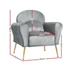 Artiss Armchair Lounge Chair Accent Armchairs Chairs Sofa Grey Velvet Cushion