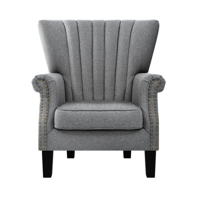 Artiss Armchair Wingback Grey Andrew