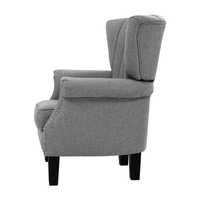 Artiss Armchair Wingback Grey Andrew