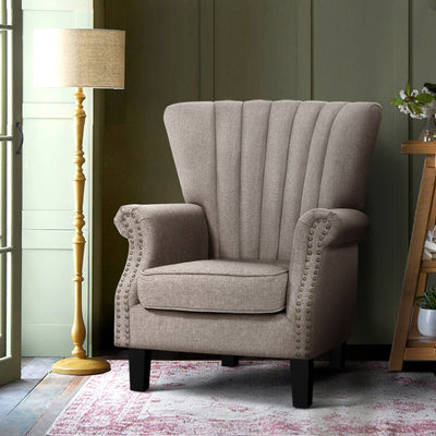 Artiss Armchair Wingback Beige Andrew