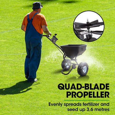 PLANTCRAFT Walk Behind Broadcast Spreader 56kg 60L Seed Lawn Fertiliser