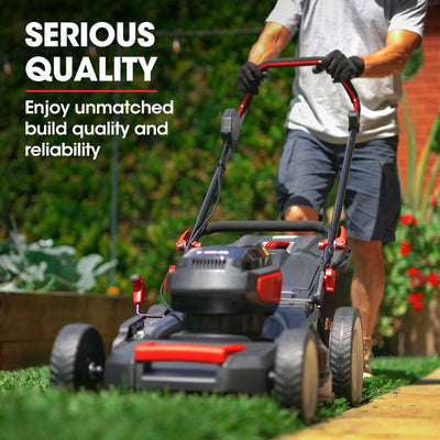 BAUMR-AG 19 Inch Electric Cordless Lawn Mower Kit Battery Powered w/ 2x 4.0Ah Lithium Batteries