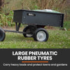 PLANTCRAFT 270kg Capacity Metal Dump Cart Garden Lawn Yard Farm Trolley, Tow Behind Ride on Mower