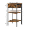 VASAGLE Nightstand End Table with a Drawer and 2 Storage Shelves Industrial Rustic Brown and Black