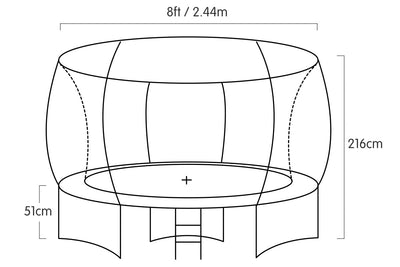 Kahuna 8ft Trampoline Free Ladder Spring Mat Net Safety Pad Cover Round Enclosure Pink