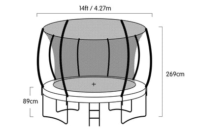 Kahuna 14ft Trampoline Free Ladder Spring Mat Net Safety Pad Cover Round Enclosure - Purple