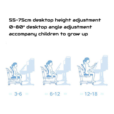 120cm Height Adjustable Children Kids Ergonomic Study Desk Pink AU