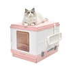 YES4PETS XL Portable Cat Toilet Litter Box Tray Foldable House with Handle and Scoop Pink