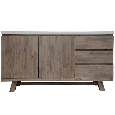 Stony 160cm Acacia Timber Buffet with Concrete Top - White