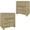 Gracelyn Set of 2 Bedside Nightstand 3 Drawers Bed Storage Cabinet - Smoke