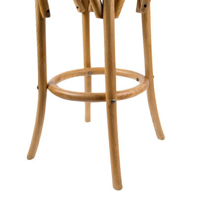 Aster 4pc Round Bar Stools Dining Stool Chair Solid Birch Wood Rattan Seat Oak