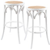 Aster 2pc Round Bar Stools Dining Stool Chair Solid Birch Wood Rattan Seat White