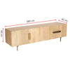 Knox ETU Entertainment TV Unit 180cm 3 Door 2 Drawer Solid Mango Wood - Natural