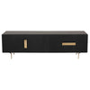 Knox ETU Entertainment TV Unit 180cm 3 Door 2 Drawer Solid Mango Wood - Black