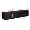 Knox ETU Entertainment TV Unit 180cm 3 Door 2 Drawer Solid Mango Wood - Black