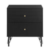 Lisa Wavy Fluted Bedside Table in Black