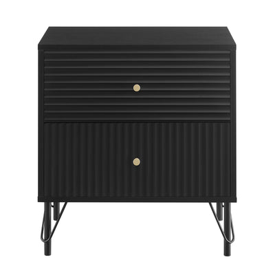 Lisa Wavy Fluted Bedside Table in Black