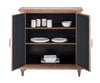 Sideboard Buffet Cabinet Storage with Mirrored Glass Doors in French Brass Finish