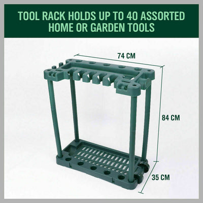 Rolling Garden Tools Storage Rack Long Short Handles Organizer Holders Fits 40