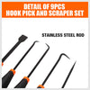 9pc Hook and Pick Tool Set Scraper ,Large Full & Small Mini Size Non-slip Handle