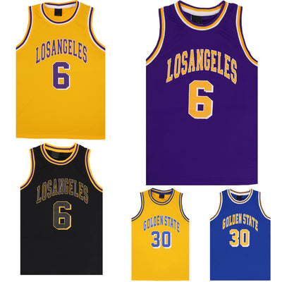 Kid's Basketball Jersey Tank Boys Sports T Shirt Tee Singlet Tops Los Angeles, Yellow - Los Angeles 6, 6