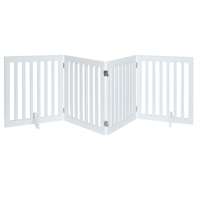 Four Panel Freestanding Dog Gate, White