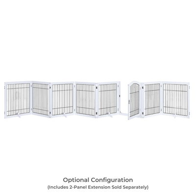 Wooden Dog Pen and Six Panel Pet Gate, White