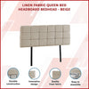 Linen Fabric Queen Bed Deluxe Headboard Bedhead - Beige