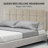 Linen Fabric Queen Bed Deluxe Headboard Bedhead - Beige