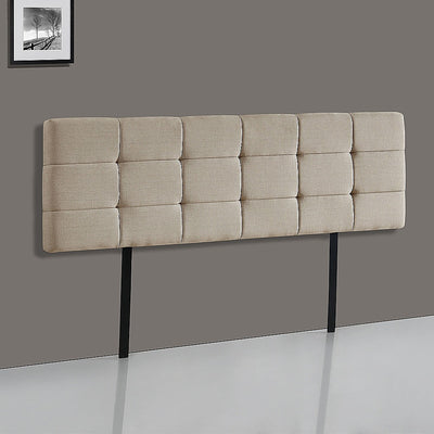 Linen Fabric King Bed Deluxe Headboard Bedhead - Beige