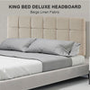 Linen Fabric King Bed Deluxe Headboard Bedhead - Beige