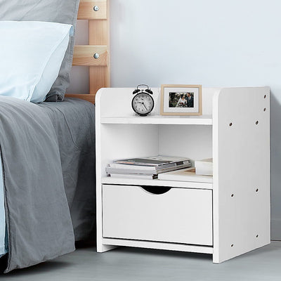 Bedside Table Side Nightstand Storage Drawer Shelf Bedroom Unit