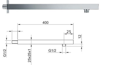 Brass Wall-Mounted Concealed Overhead Shower Arm