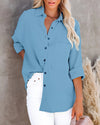 V Neck Ladies Cotton Linen Shirt