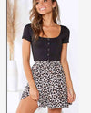 Leopard-Print Elasticated Ruffled Skirt