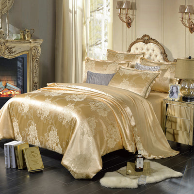 4-Piece Cotton and Satin Bedding Set