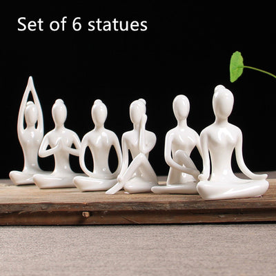 Abstract Art Ceramic Yoga Figurines 6 Pce Set