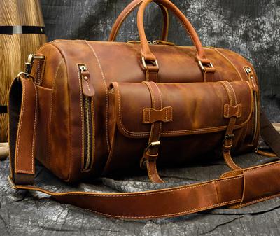 55L Leather Travel Bag