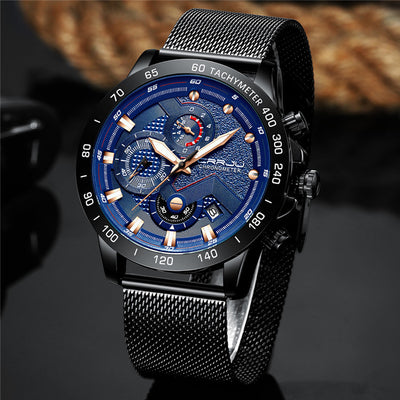 Multi-Function Stainless Steel Quarts Watch