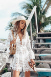 Lace Long Sleeve V-Neck Dress