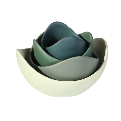 Colorful Lotus Ceramic Bowls Set