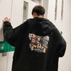 Men's Coat Loose Print Hooded Casual Jacket