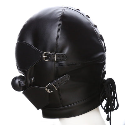 Bondage Headgear, Eye Mask and Mouth Plug