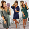 Button V-Neck  Dress