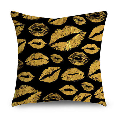 2 Piece Set Black Gold Cushion Covers