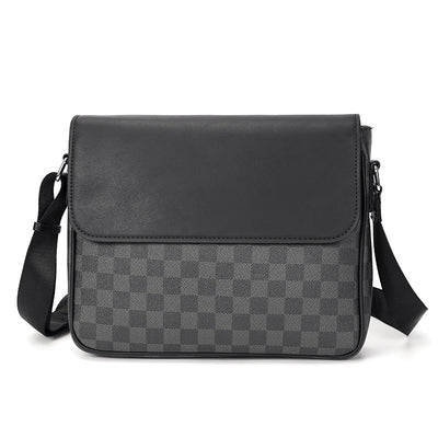 Shoulder Bag Leather Plaid