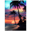 Sunset Lighthouse Wave Coconut Tree Combination Landscape