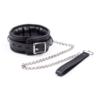 Neck Sleeve Bondage Leather leash and Chain